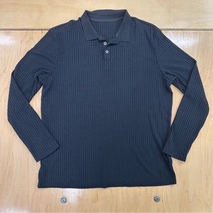 Men’s Fashion Henley - Rayon Three Button Long Sleeve Shirt - Black - XL